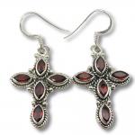 Ref-3442 Garnet cross earrings