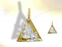Ref-1206  GOLD and SILVER triangle acacia masonic pendant