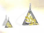 Ref-1207  GOLD and SILVER triangle acacia masonic pendant